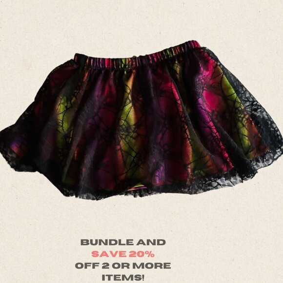 π Adorable Girls Halloween Tutu - Black Lace with Bright Colors, Size 3T, Only - Picture 1 of 3